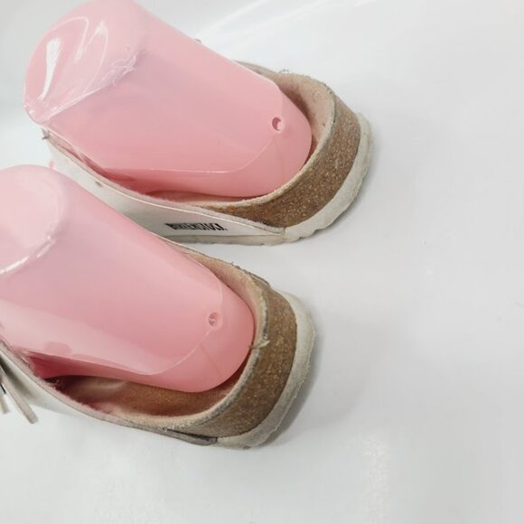 Birkenstock Women's White Arizona Birko-Flor Leather Classic Slide Sandal Size 6 - Picture 4 of 7